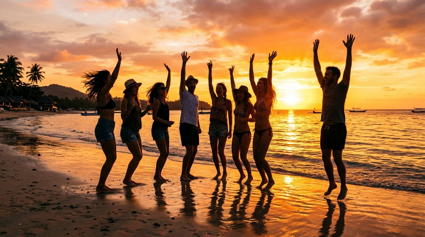 Sunset beach club celebration